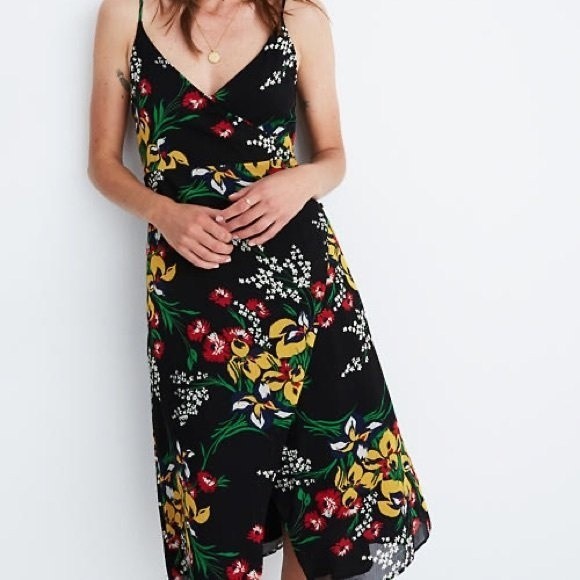 Madewell Dresses & Skirts - Madewell Side-Button Wrap Cami Dress Orchid Bouquet Size 8 NEW